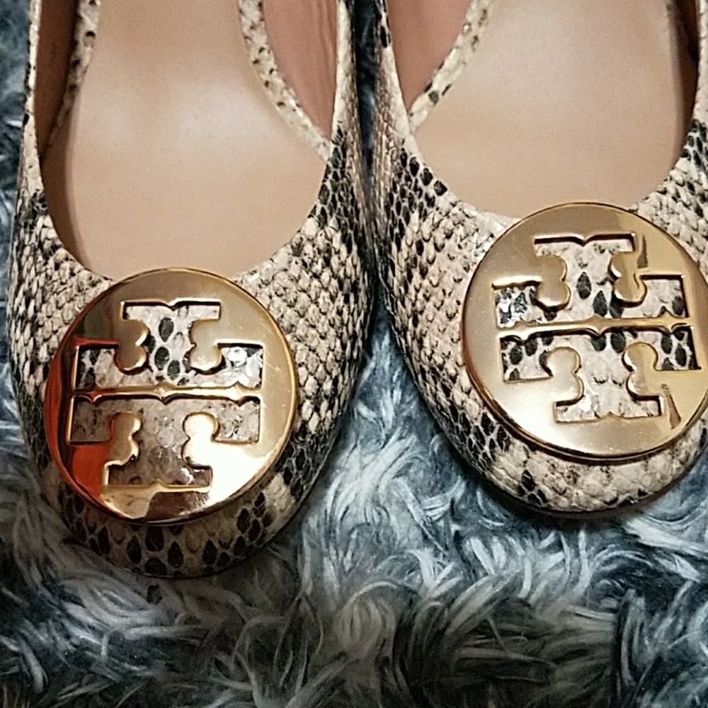 Tory Burch Snakeskin Ballet Flats - Gold and Tan - Picture 8 of 8